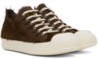 Rick Owens Brown Fur Sneakers