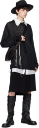 YOHJI YAMAMOTO Black 10G Plated Crossed Pattern Embroidery Sweater