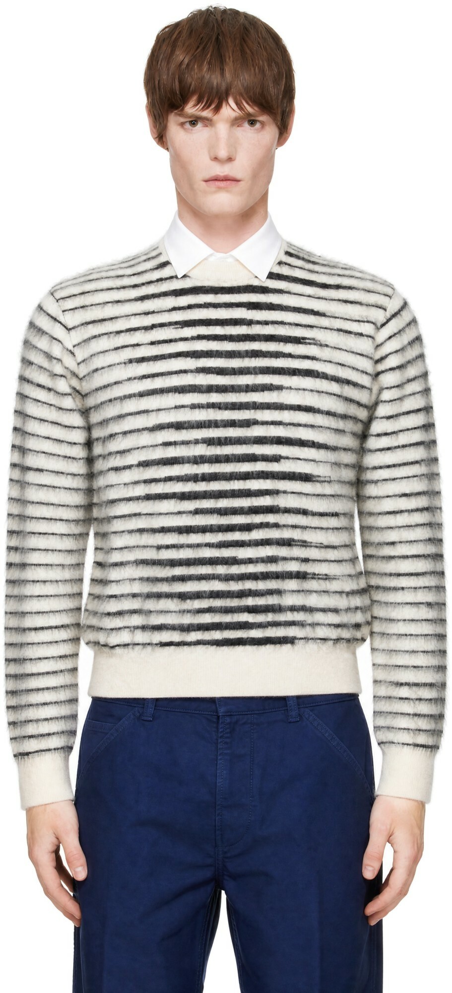 TOM FORD White Brushed Mohair Crew Neck Sweater
