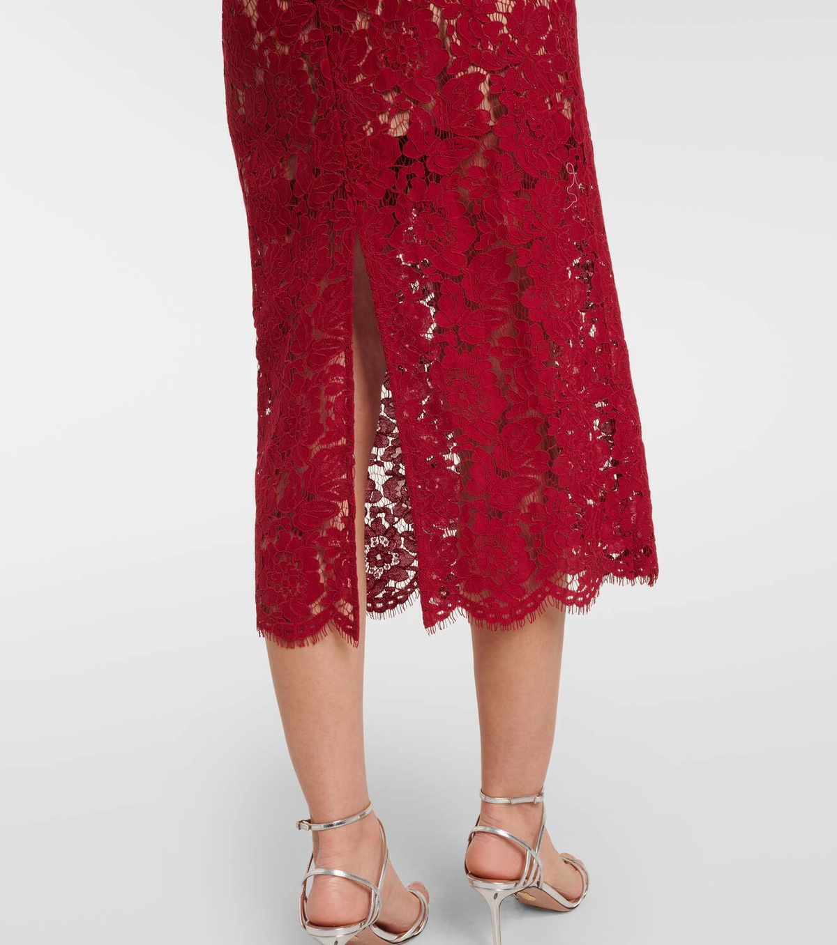 Self-Portrait Belted peplum lace midi dress Self-Portrait