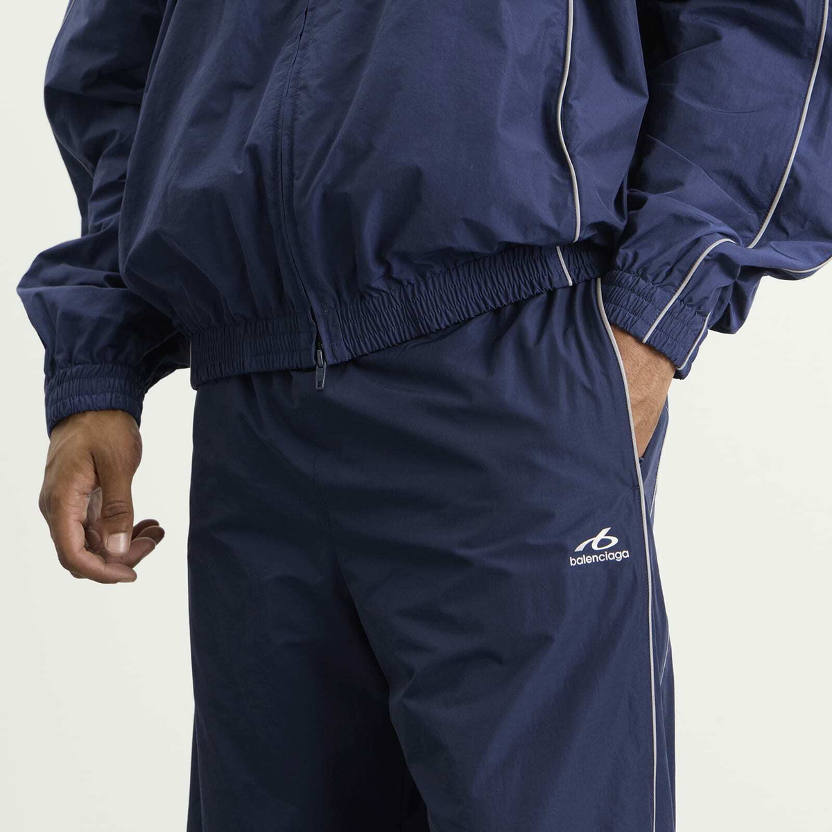 Balenciaga Men's Techno Cotton Tracksuit Pants in New Dark Navy