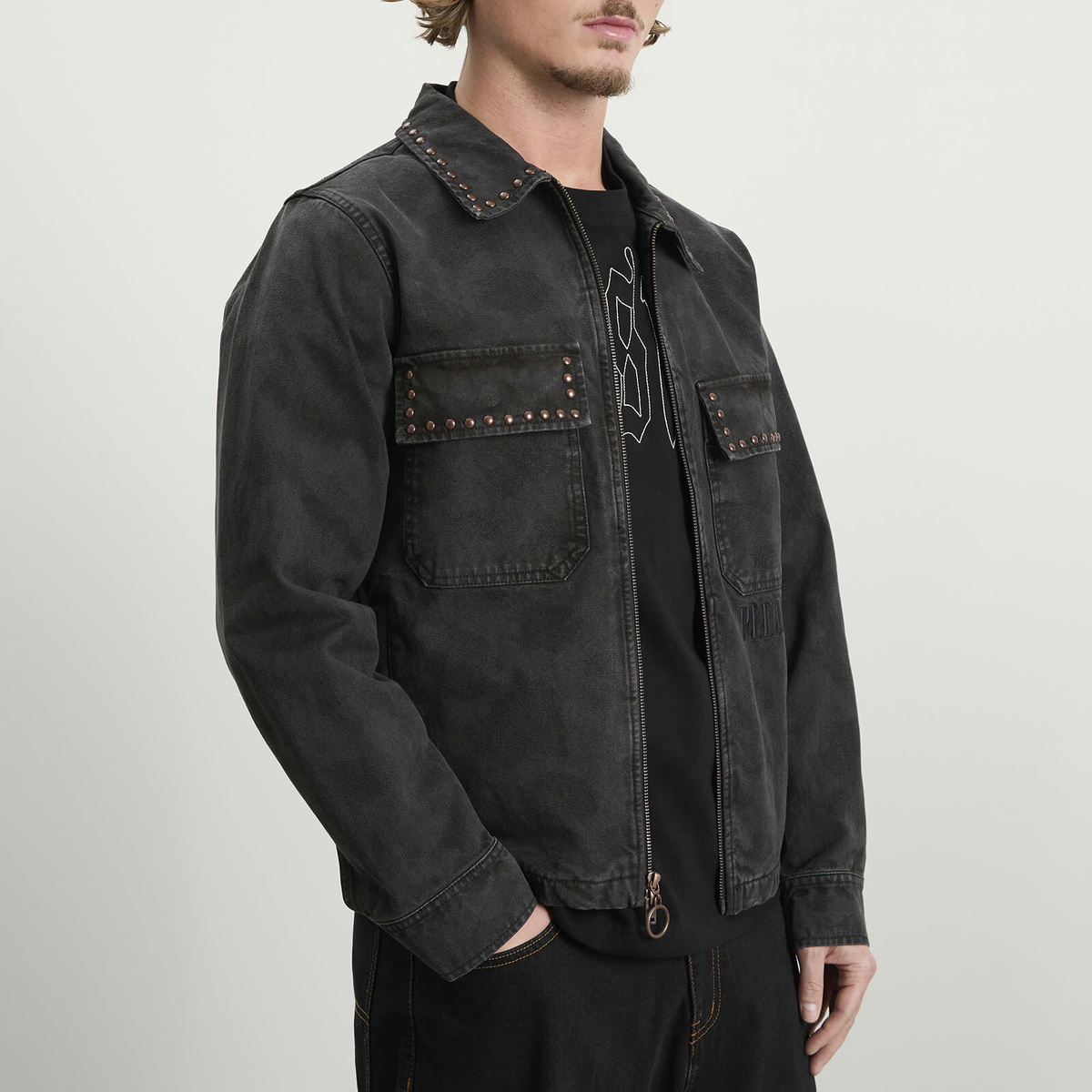 Pleasures Men's Cowhide Work Jacket in Black