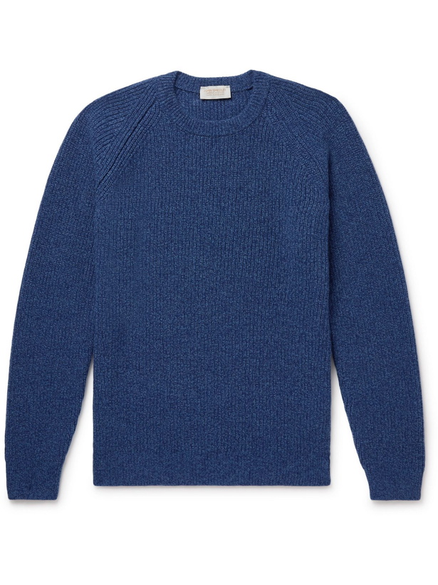 Photo: JOHN SMEDLEY - Upson Ribbed Recycled-Cashmere and Merino Wool-Blend Sweater - Blue