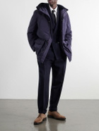 Brunello Cucinelli - Hooded Padded Shearling-Trimmed Shell Coat - Blue