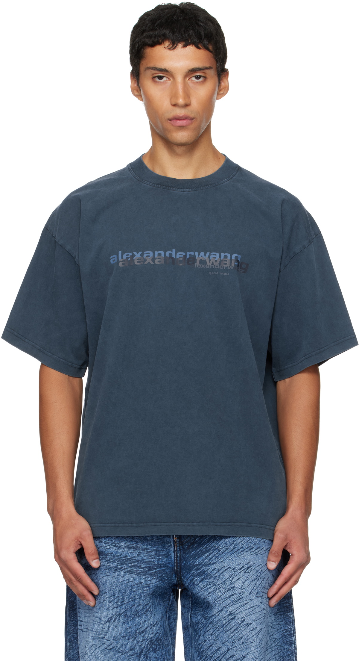 【ALEXANDER WANG】DISTRESSED MUSCLE TEE M Alexander Wang Gray Muscle Tank Top Alexander Wang