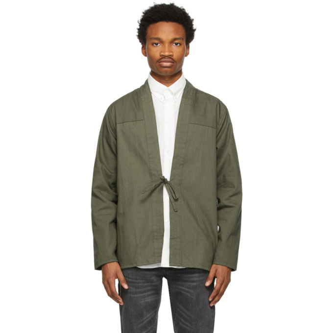 Naked and Famous Denim SSENSE Exclusive Khaki Rinsed Oxford Kimono