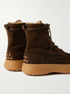 Tod's - Shearling-Lined Suede Boots - Brown