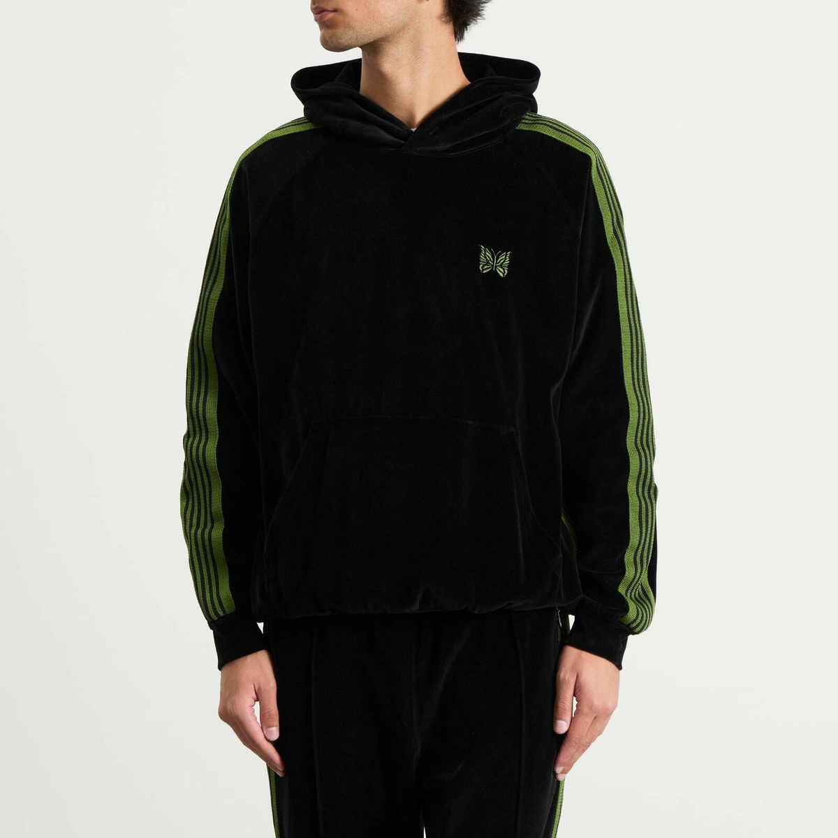Needles Men's Velour Track Hoodie in Black