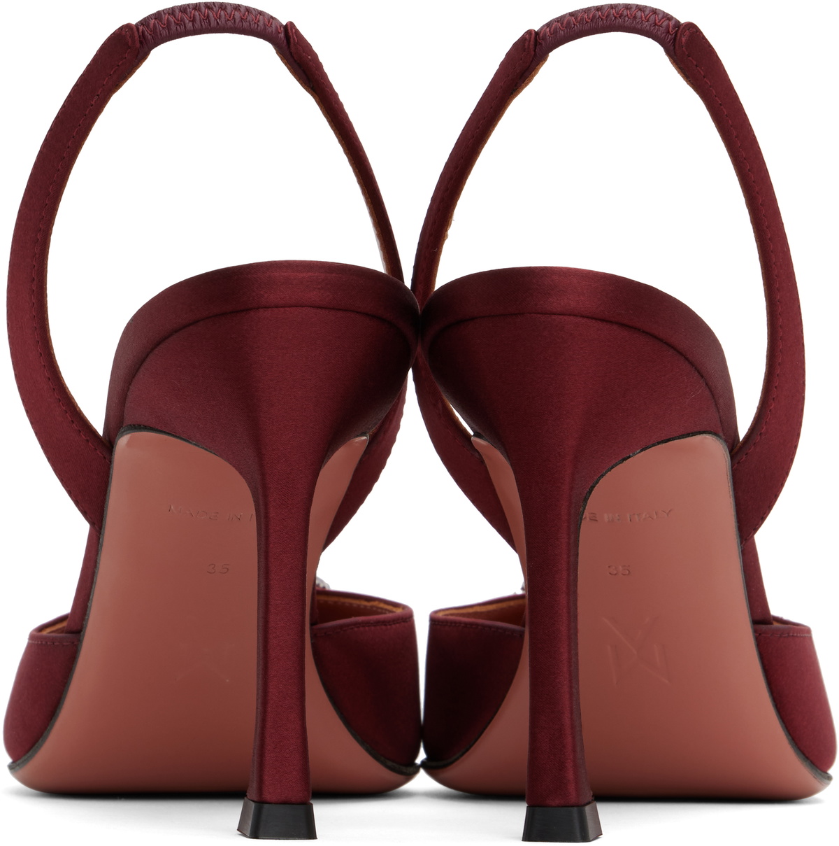 Amina Muaddi Burgundy Camelia Sling 90 Heels Amina Muaddi