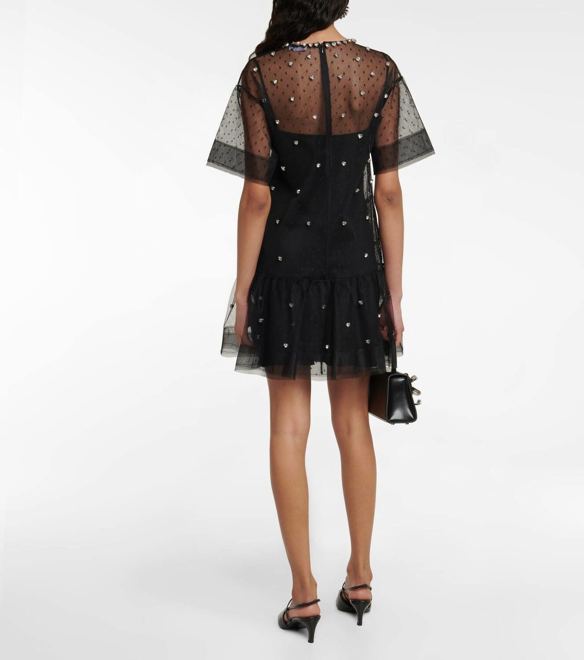 Redvalentino Embellished Point Desprit Tulle Minidress Red Valentino