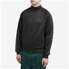Fred Perry Men's Contrast Tape Track Jacket in Black/Warm Stone