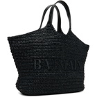BALMAIN Black 'BALMAIN' Crochet Tote