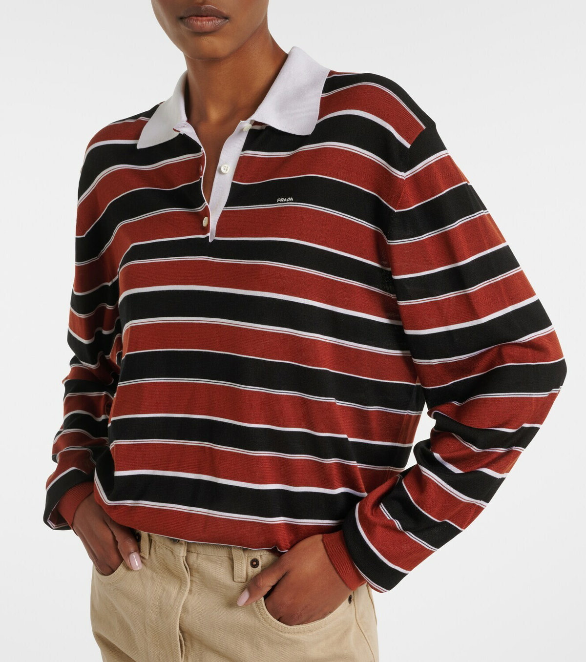 Prada Striped silk polo shirt