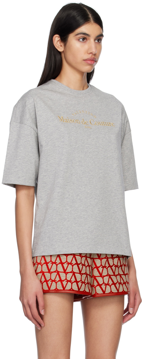 Valentino Gray Embroidered T-Shirt Valentino