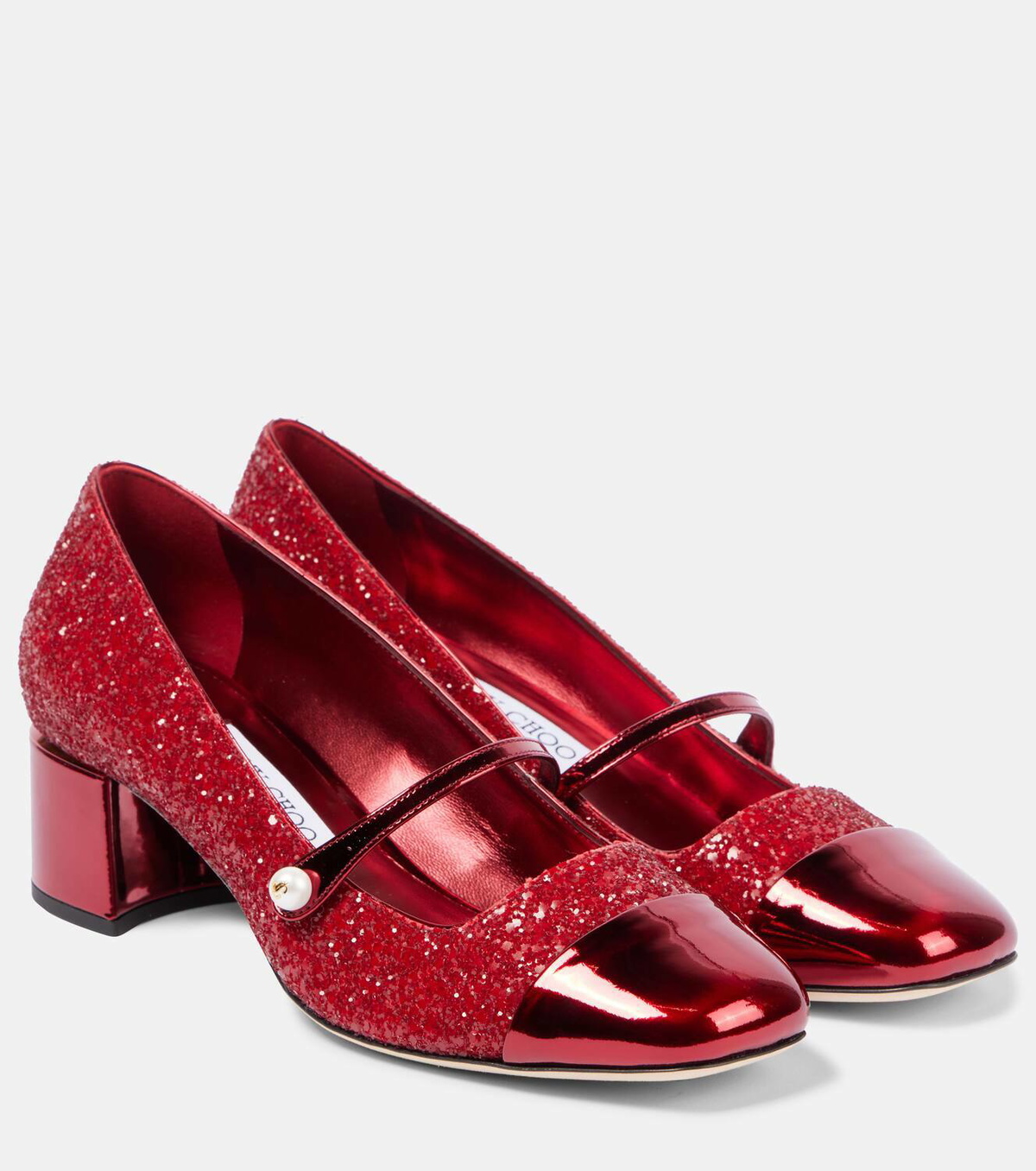 【JIMMY CHOO】Elisa 45 - Patent Fine Glitter ★関税送料込み Jimmy Choo Elisa 45 glitter and leather Mary Jane pumps