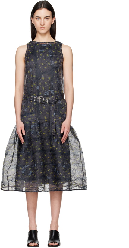 Photo: GANNI Gray Shibori Organza Midi Dress