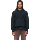 Les Tien Black Heavyweight Raw Cropped Hoodie