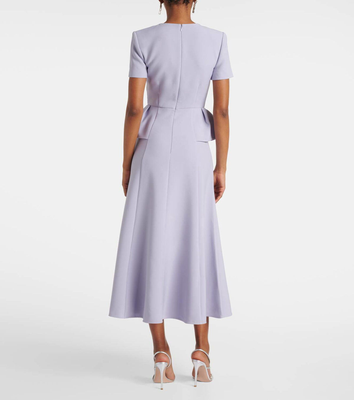 knee length dresses for ladies Self-Portrait - Pink Peplum Knit Midi Dress