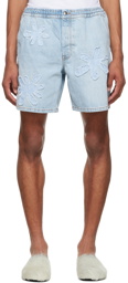 Marni Blue Daisy Denim Shorts