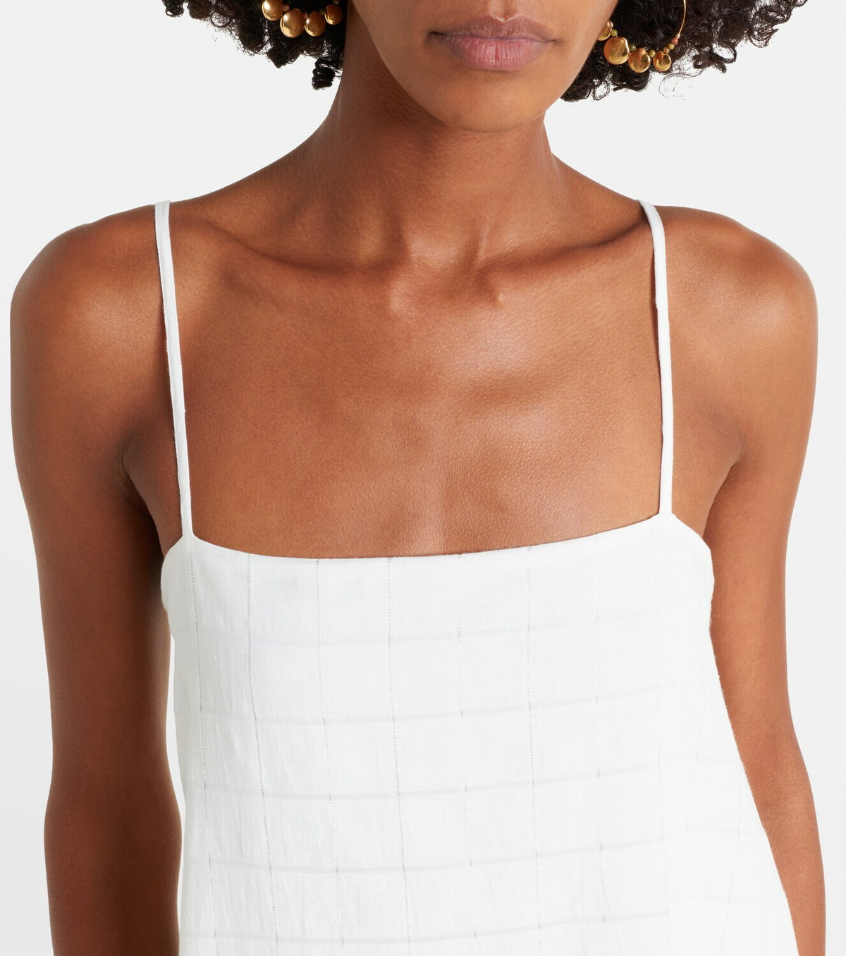 Asceno Melfi checked linen and cotton maxi dress