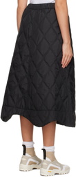 GANNI Black Quilted Midi Skirt
