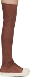 Rick Owens DRKSHDW Red Porterville High Sock Sneaks Tall Boots