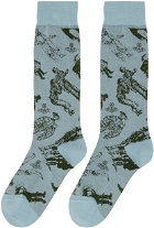 Vivienne Westwood Blue Evolution of Man Socks