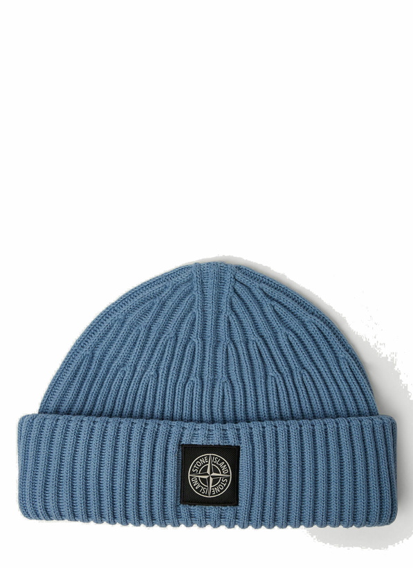 Photo: Compass Patch Beanie Hat in Blue