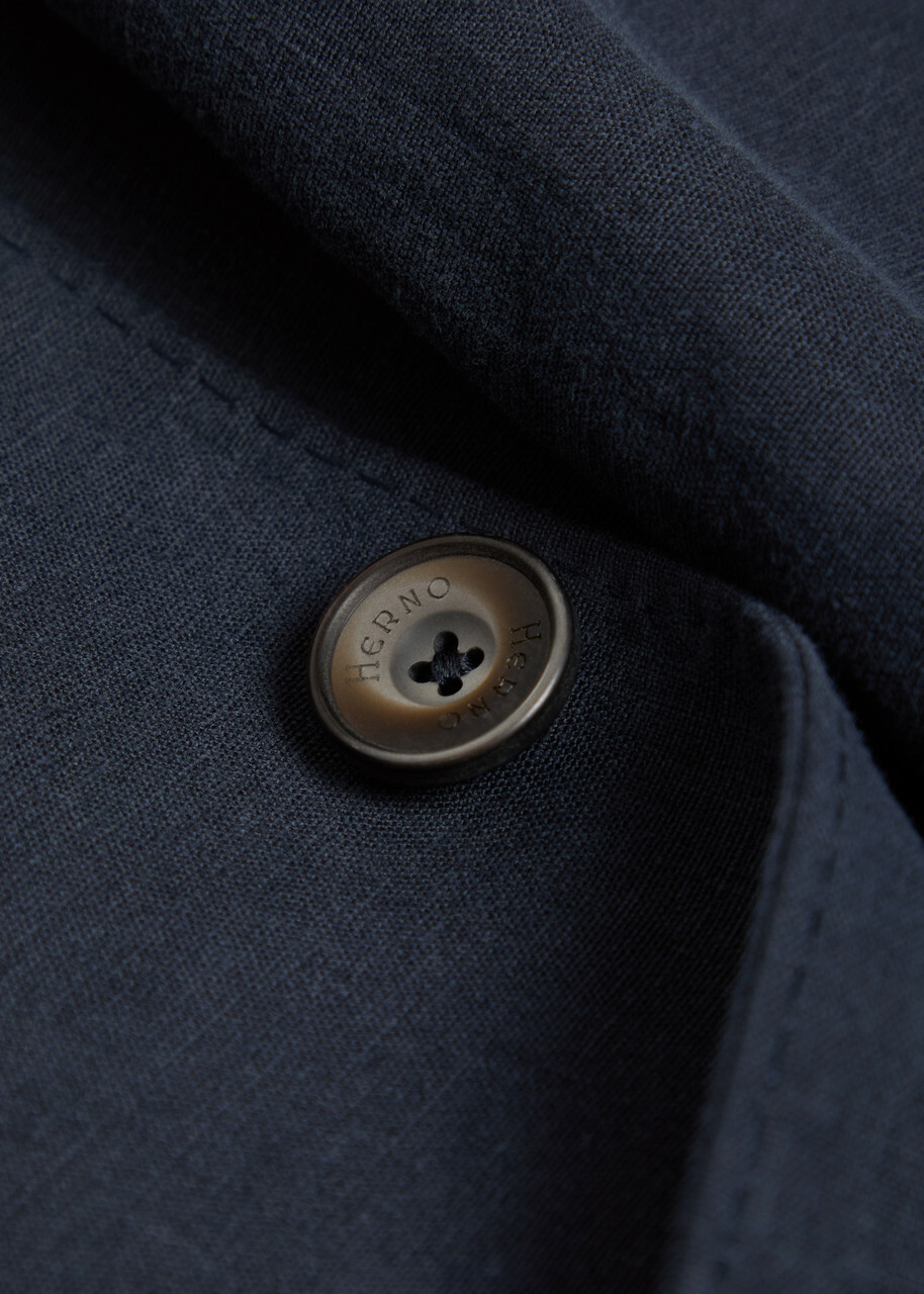 Herno Linen and Cotton-blend Blazer Navy