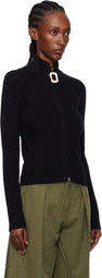 JW Anderson Black Fitted Zip Up Sweater