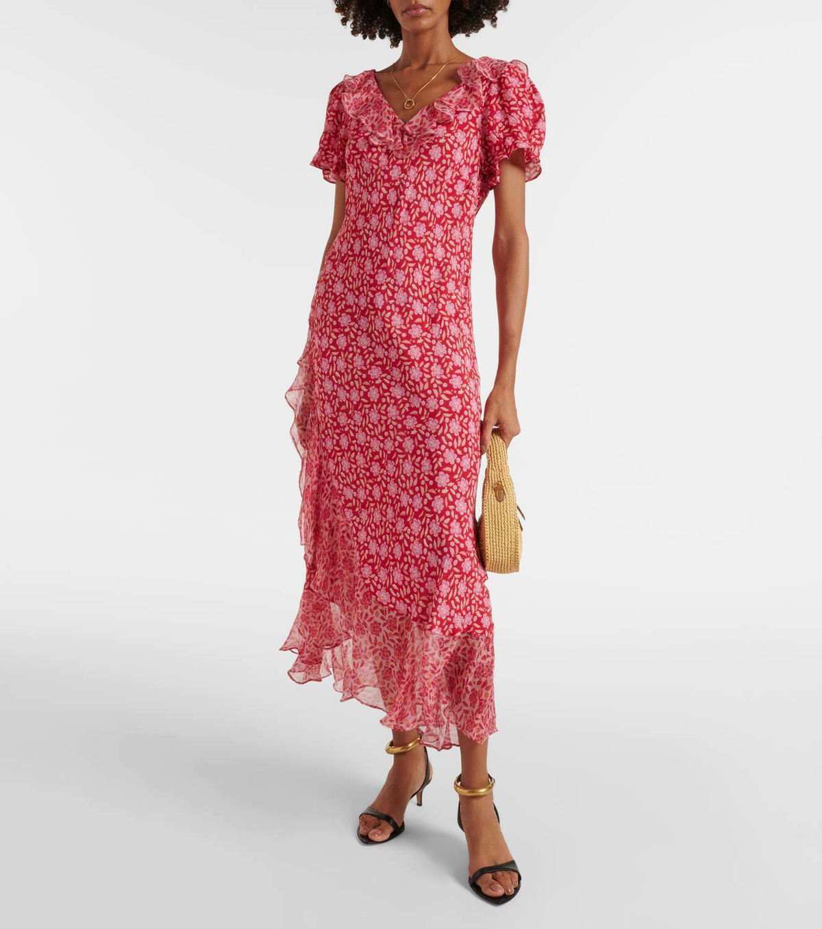 RIXO リキソー ブランド ワンピース Amina floral crepe 960017 RIXO Amina Midi Dress | Liberty