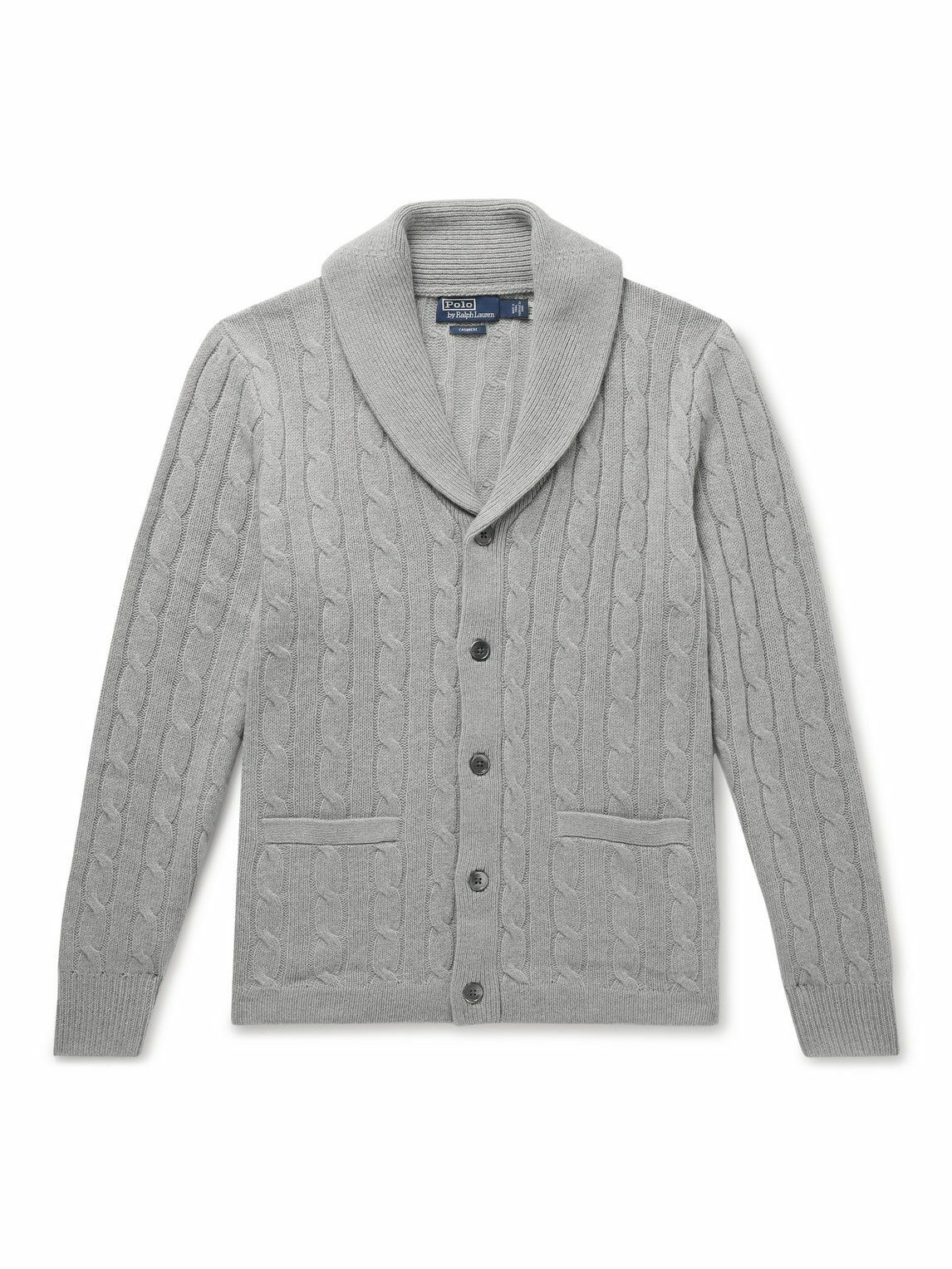 Polo Ralph Lauren - Shawl-Collar Cable-Knit Cashmere Cardigan - Gray ...