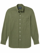 Drake's - Button-Down Collar Cotton-Flannel Shirt - Green