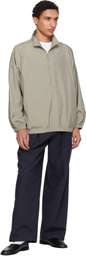 YOKE Khaki Silk Nylon 3/4 Zip Pullover Jacket