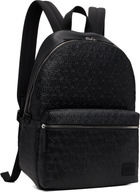 Hugo Black Embossed-Logo Faux-Leather Backpack