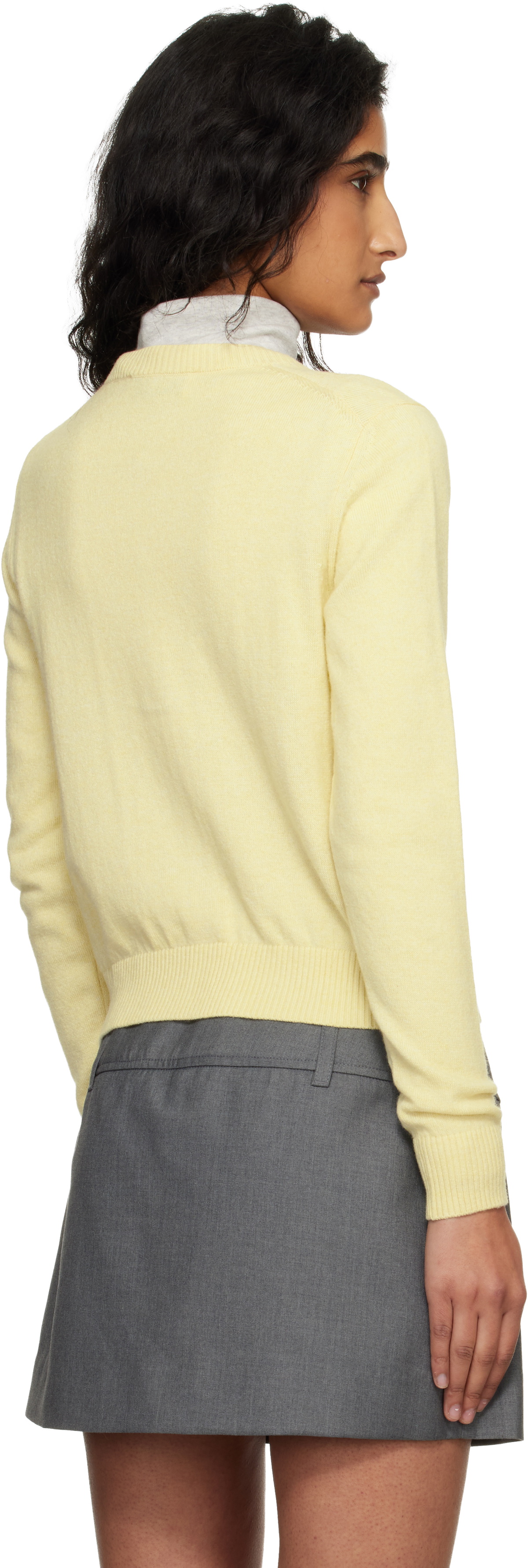 Dunst Yellow Essential Crewneck Knit Cardigan