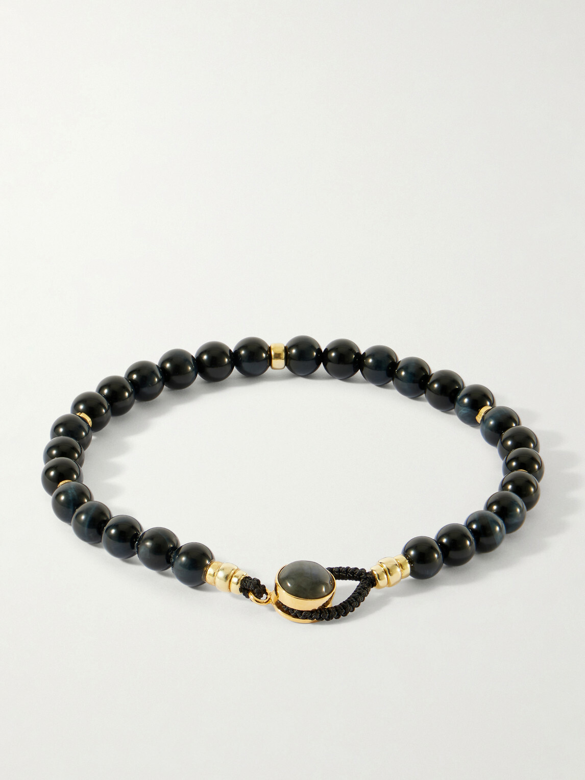 Mikia - Circle 8 Gold-Plated Sterling Silver, Tiger's eye and Blue Labradorite Beaded Bracelet - Blue
