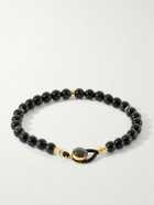 Mikia - Circle 8 Gold-Plated Sterling Silver, Tiger's eye and Blue Labradorite Beaded Bracelet - Blue