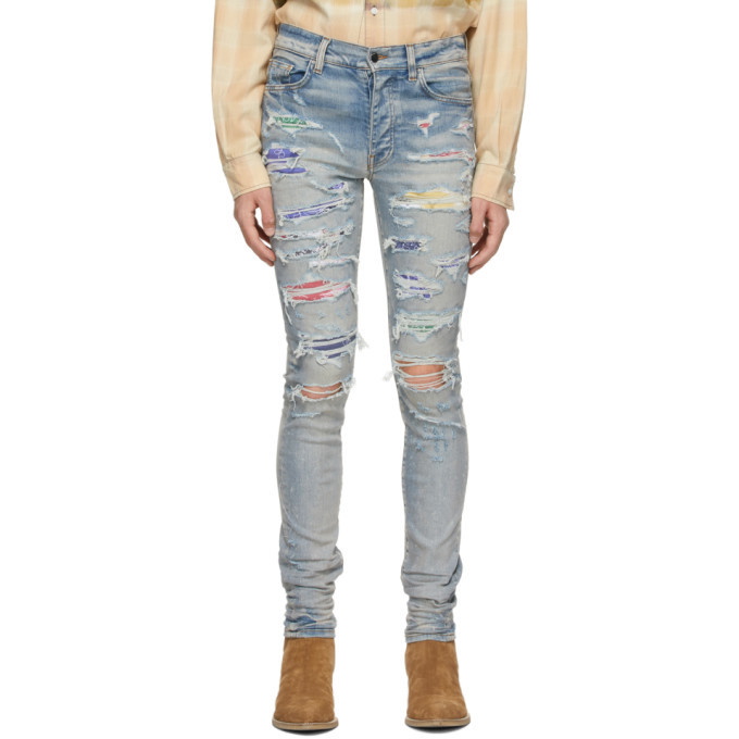 Photo: AMIRI Indigo Rainbow Patch Jeans