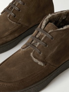 Mr P. - Larry Shearling-Trimmed Regenerated Suede by evolo® Chukka Boots - Brown