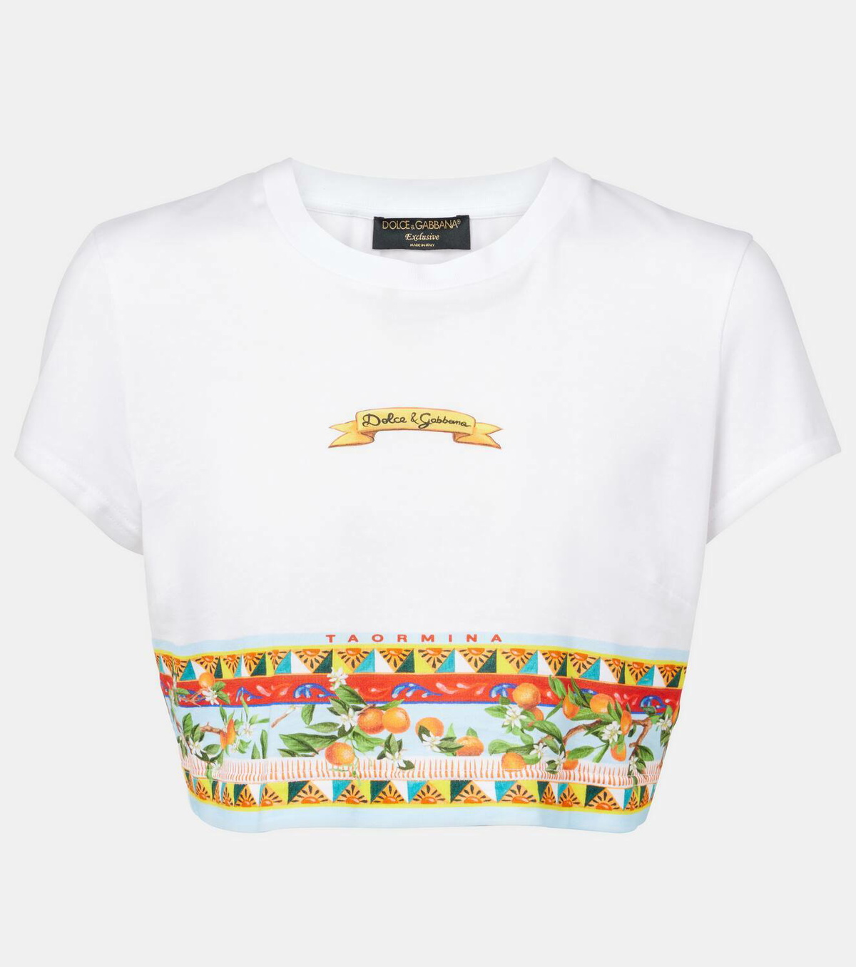 Dolce&Gabbana Cropped printed cotton T-shirt