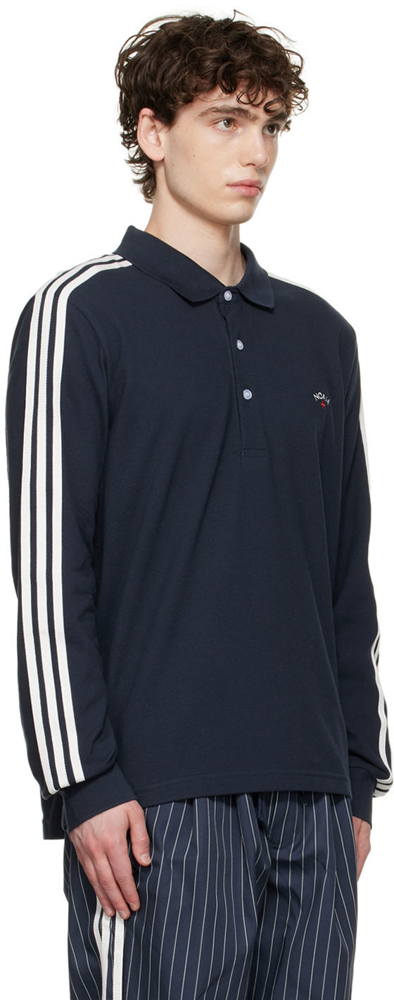 Noah Navy adidas Originals Edition Long Sleeve Polo Noah NYC