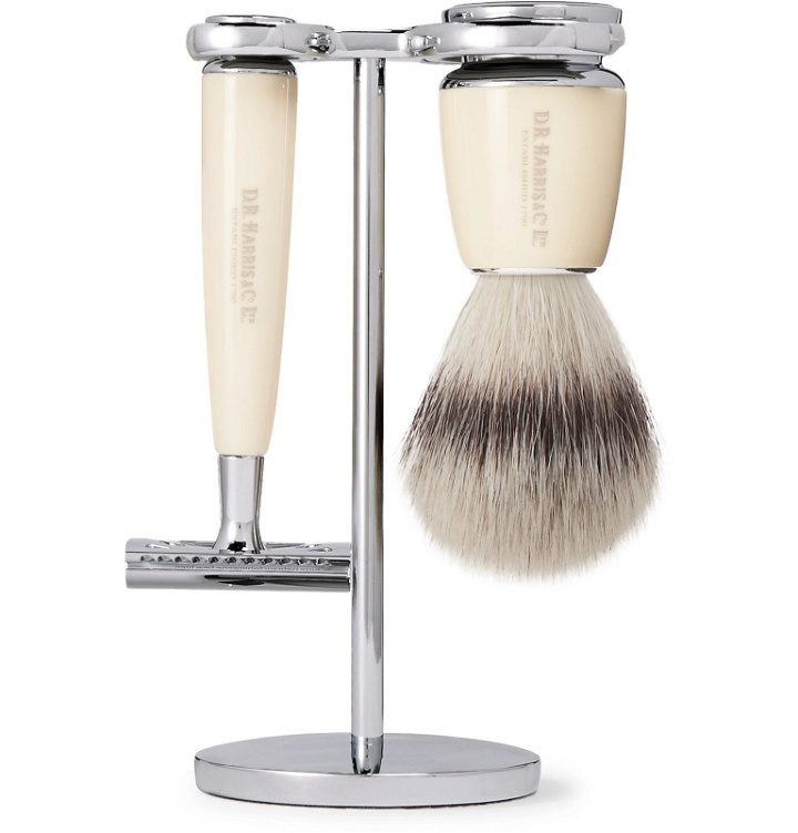 Photo: D R Harris - Fusion Chrome and Resin Three-Piece Shaving Set - Colorless