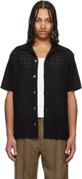 Dunst Black Crochet Open Collared Shirt