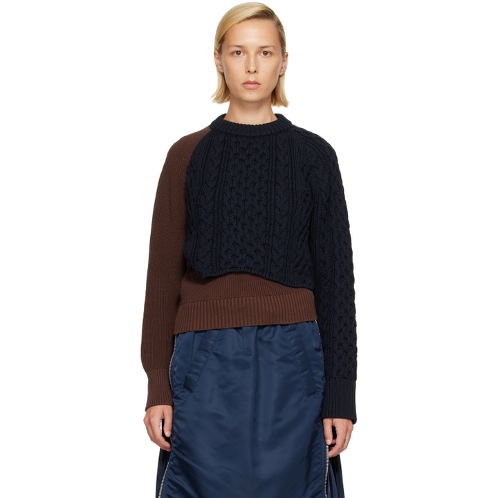 Photo: sacai Brown Cotton Cashmere Knit Sweater
