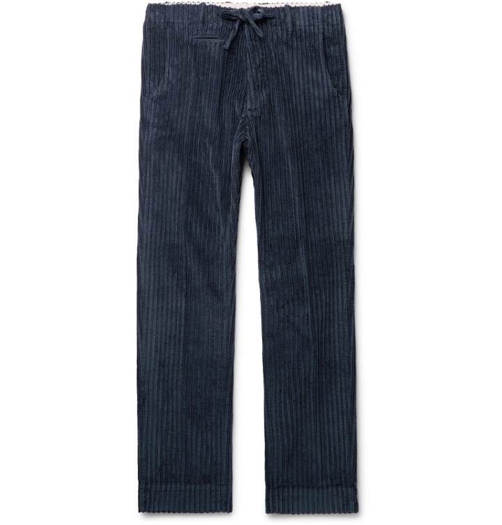 Photo: MAN 1924 - Navy Tomi Cotton-Corduroy Drawstring Trousers - Blue