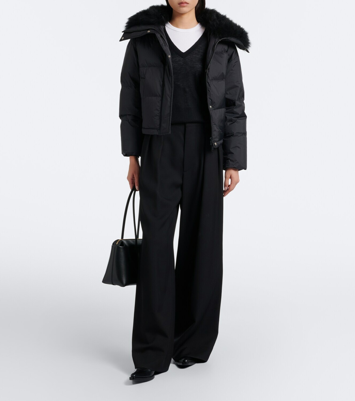 Yves Salomon Doudoune shearling-trimmed down jacket