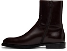Dries Van Noten Brown Leather Zip-Up Boots