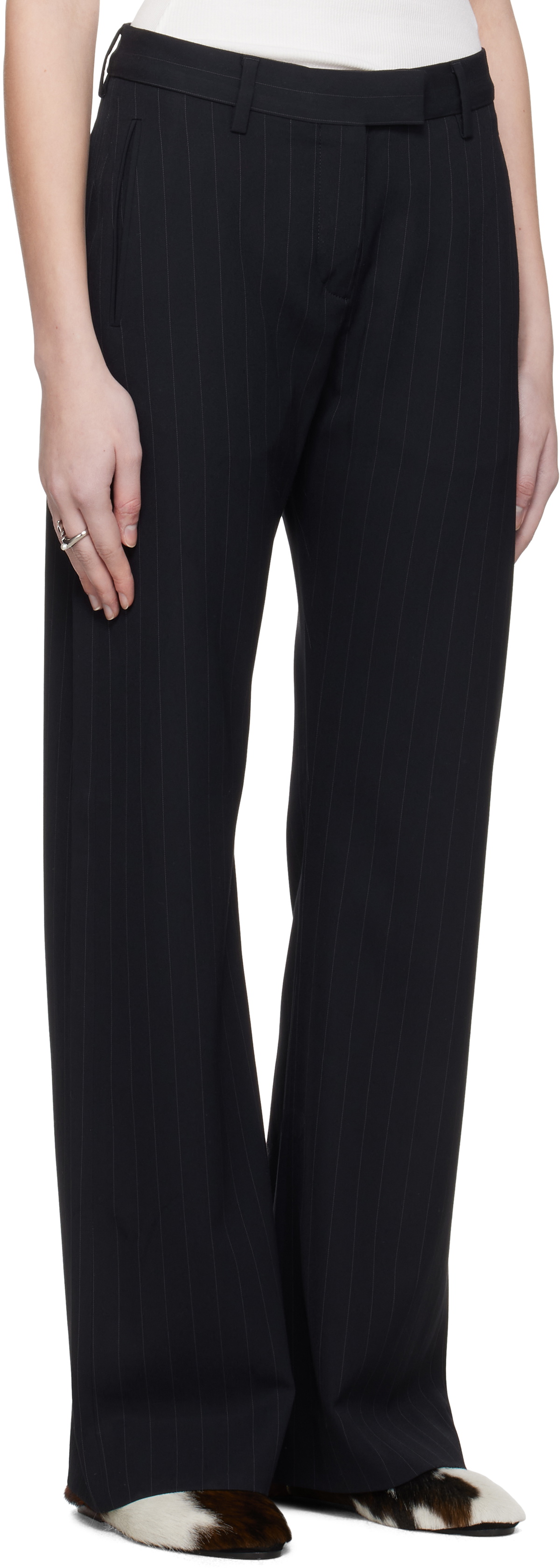NAVY PINSTRIPE TROUSERS main image 1
