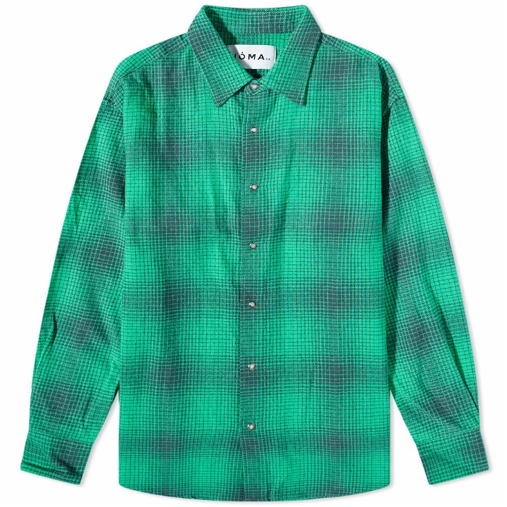 Photo: Noma t.d. Men's Ombre Plaid Shirt in Emerald/Grey